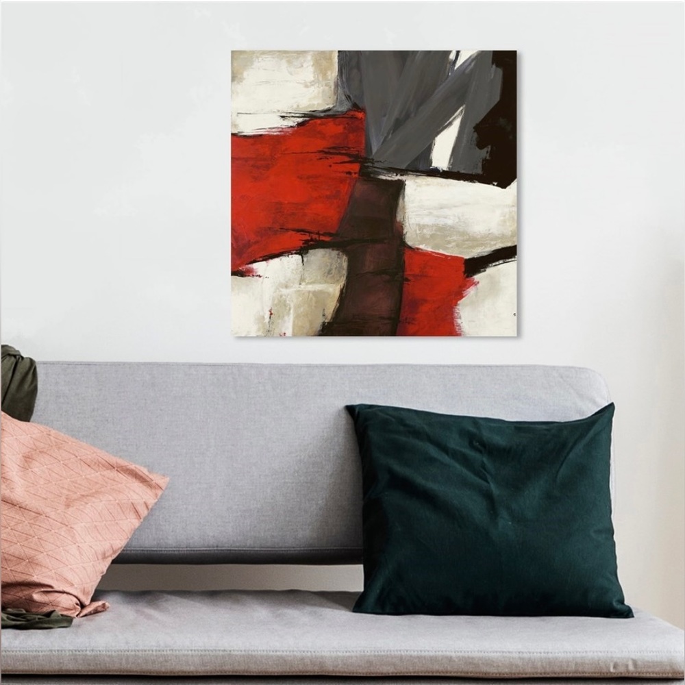 Oliver Gal 'Sai - Rubrum' Abstract Wall Art Canvas Print - 12”X12”